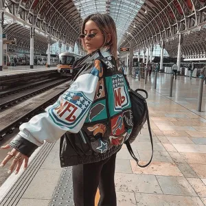 Color Block Long-sleeved Trench Coat