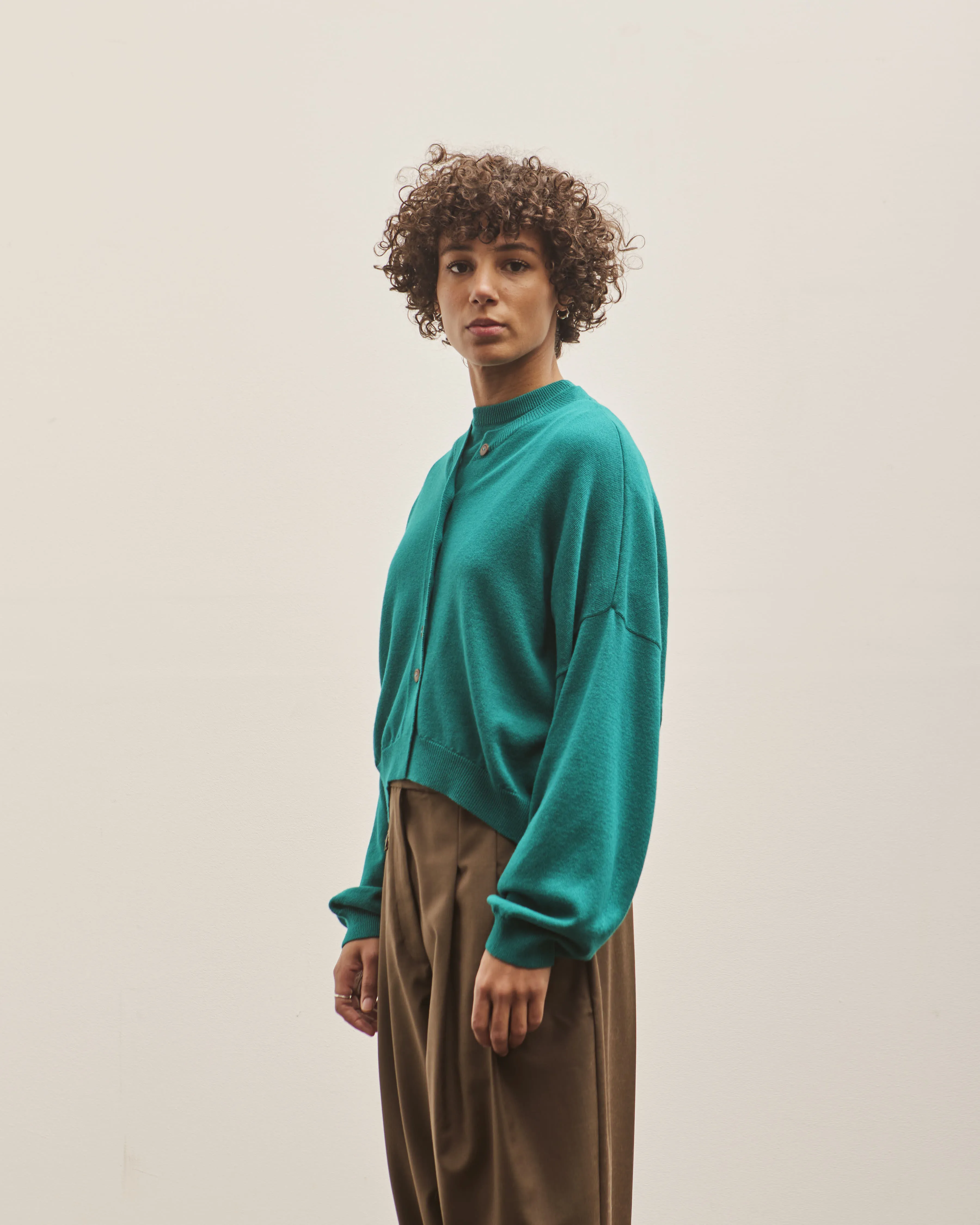Cordera Merino Wool Cardigan, Teal Green