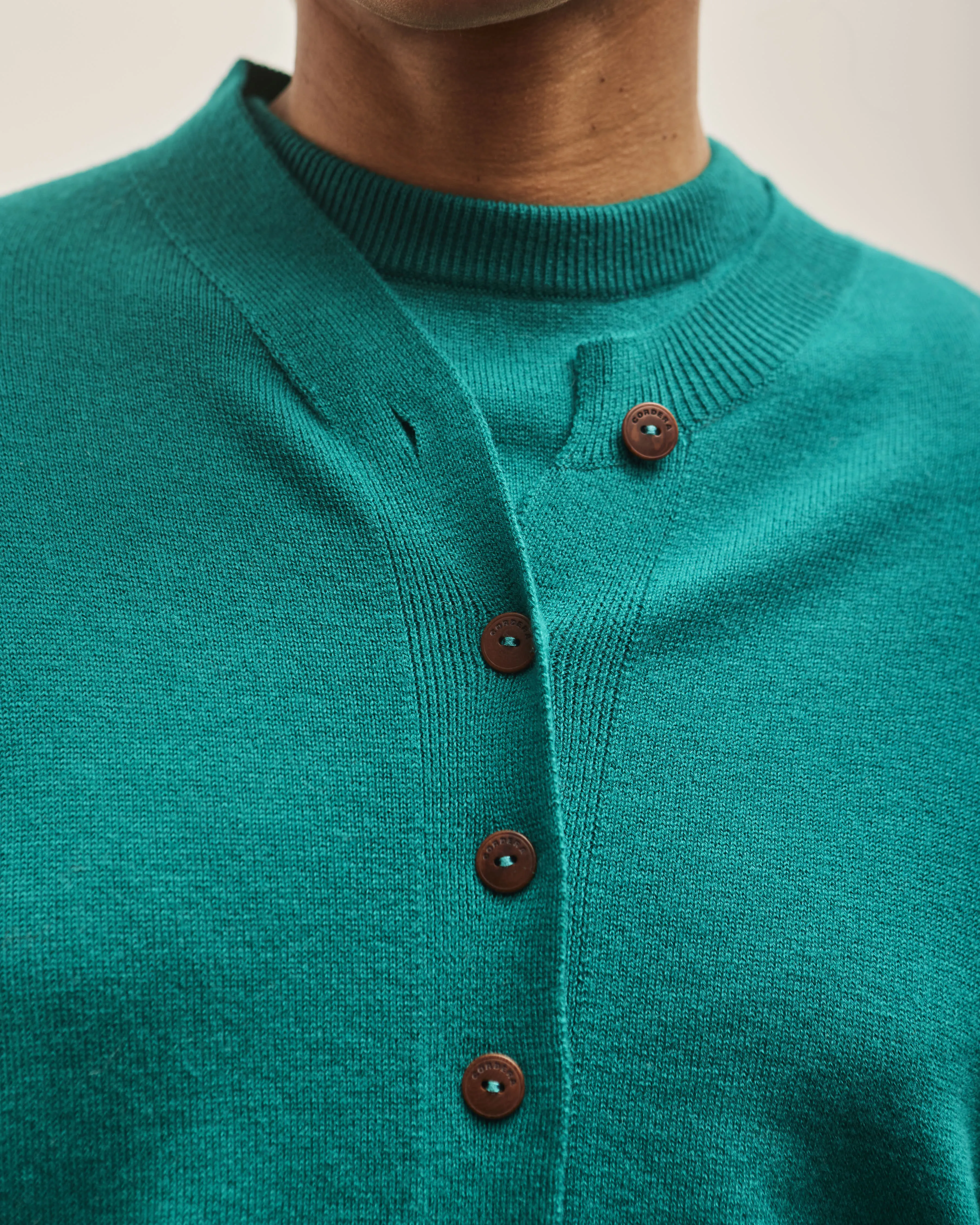 Cordera Merino Wool Cardigan, Teal Green