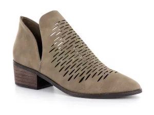 Corkys Womens Trench Laser Cut Block Heel Booties