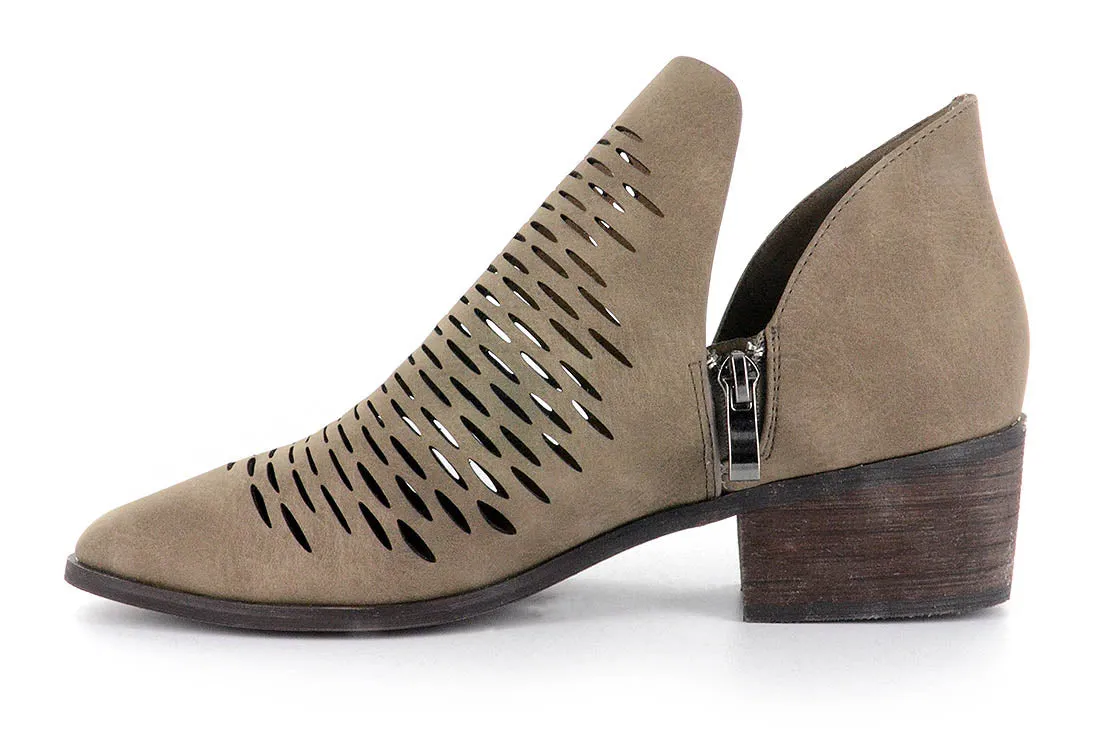 Corkys Womens Trench Laser Cut Block Heel Booties