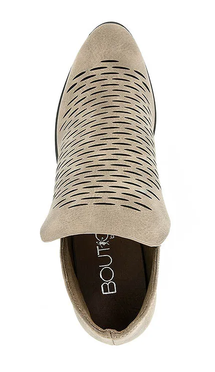Corkys Womens Trench Laser Cut Block Heel Booties