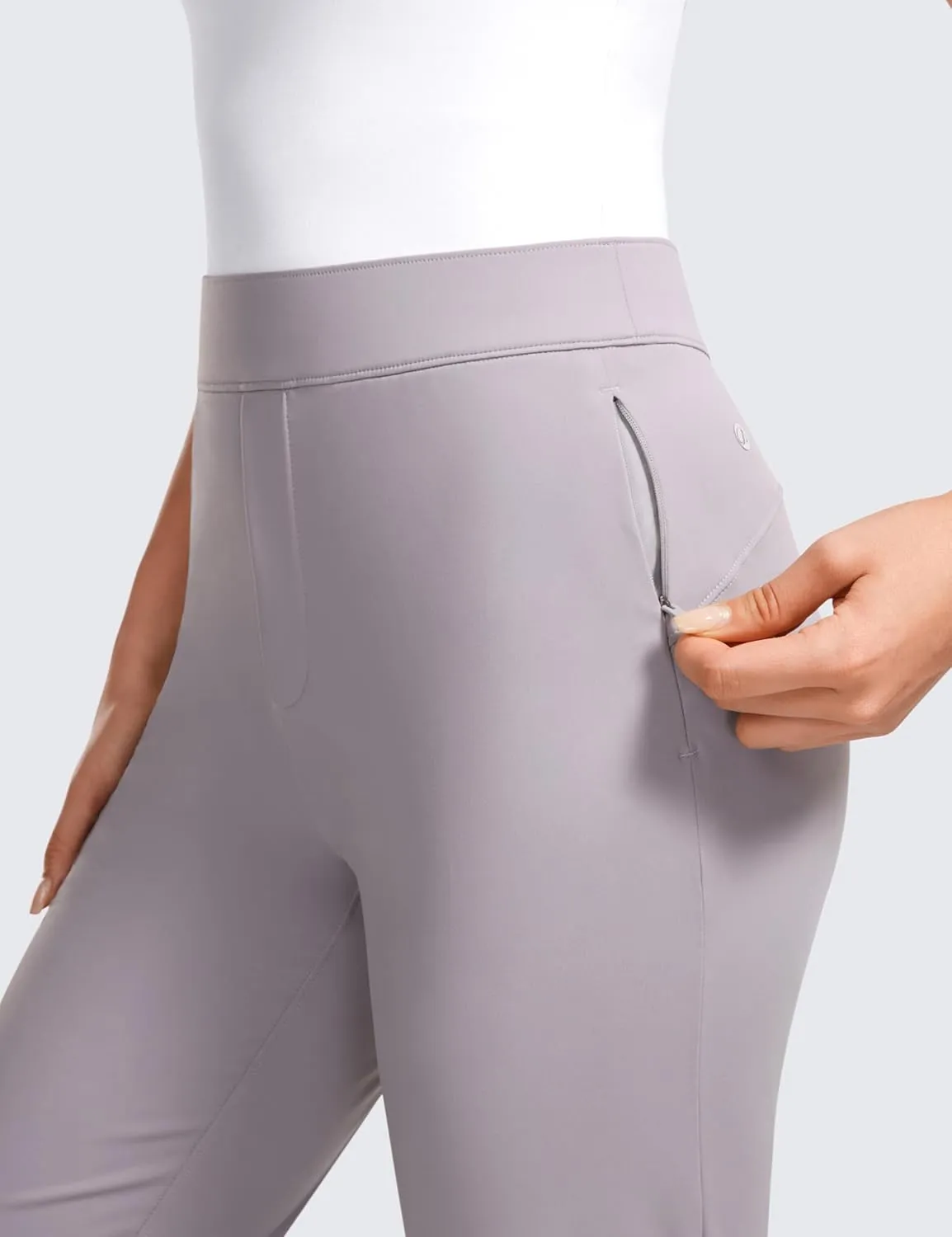 CRZ YOGA 4-Way Stretch Flare Womens Pants Tall 31" Dress Work Casual High Waisted Lounge Sweatpants with Zip Pockets