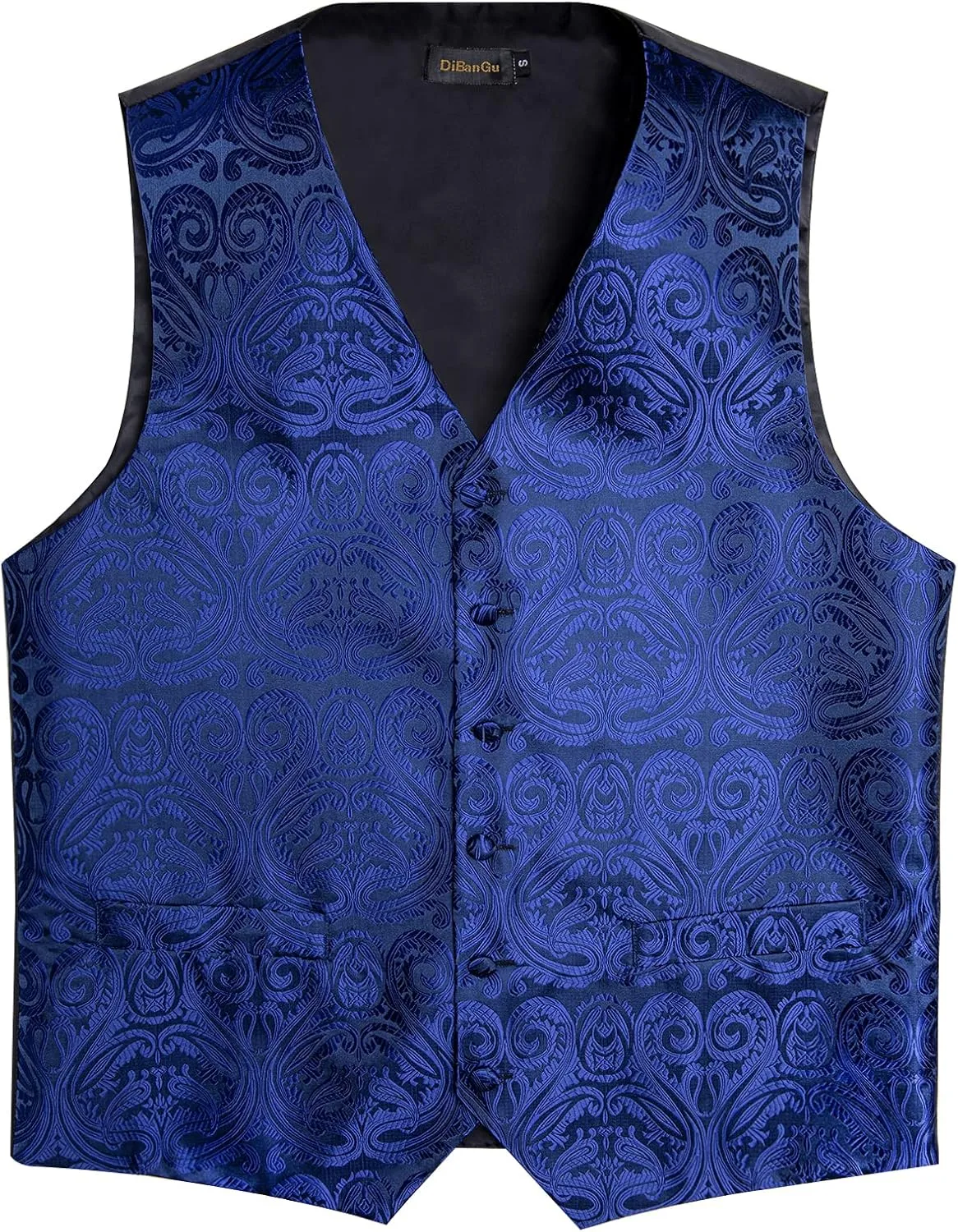 DiBanGu Men's Silk Paisley Vest and Necktie Set 6PCS Pre-tied Bow Tie Formal Waistcoat for Wedding Party