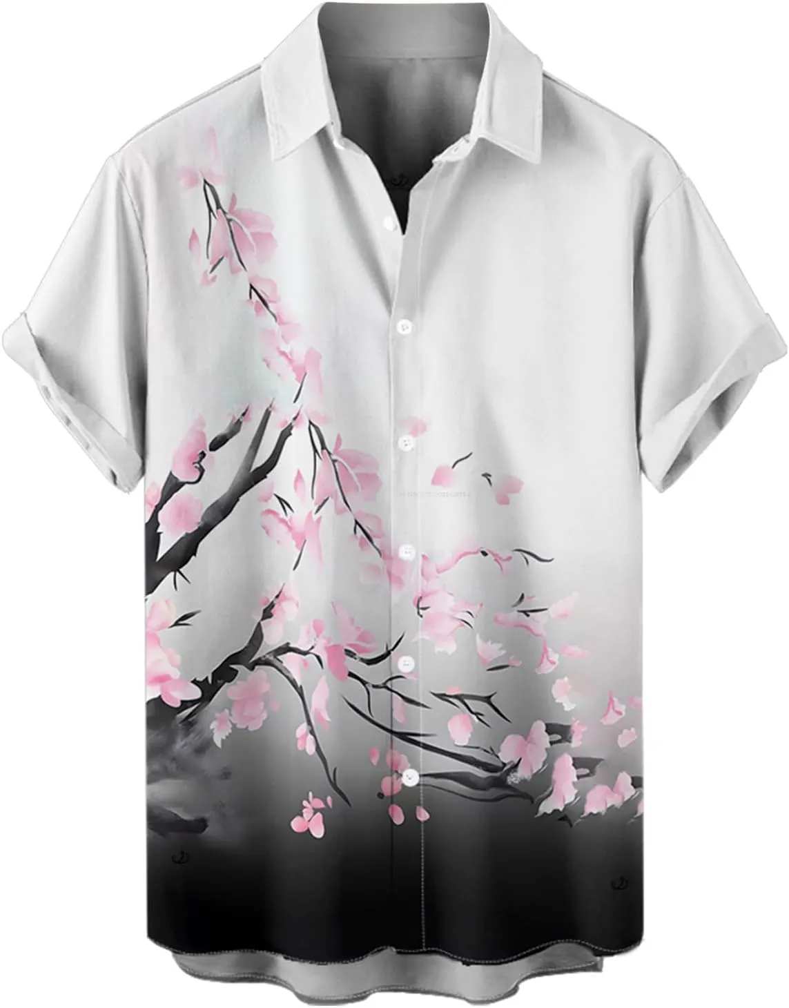 DRESSFO Couple Matching Hawaiian Outfits Plum Blossom Print Women's Floral Mini Dress or Men's Button Up Shirt Outfit