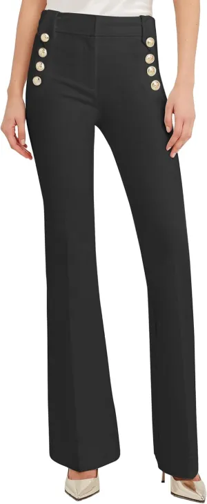 Famulily Womens Classy High Waist Double Breasted Flared Sailor Trousers Pants with Hide Zipper