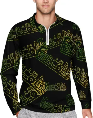 Farm Life Tractpr Men's Zipped Long Sleeve Casual Sweatshirt Quick Dry Sports Outdoor Golf Tennis Shirt