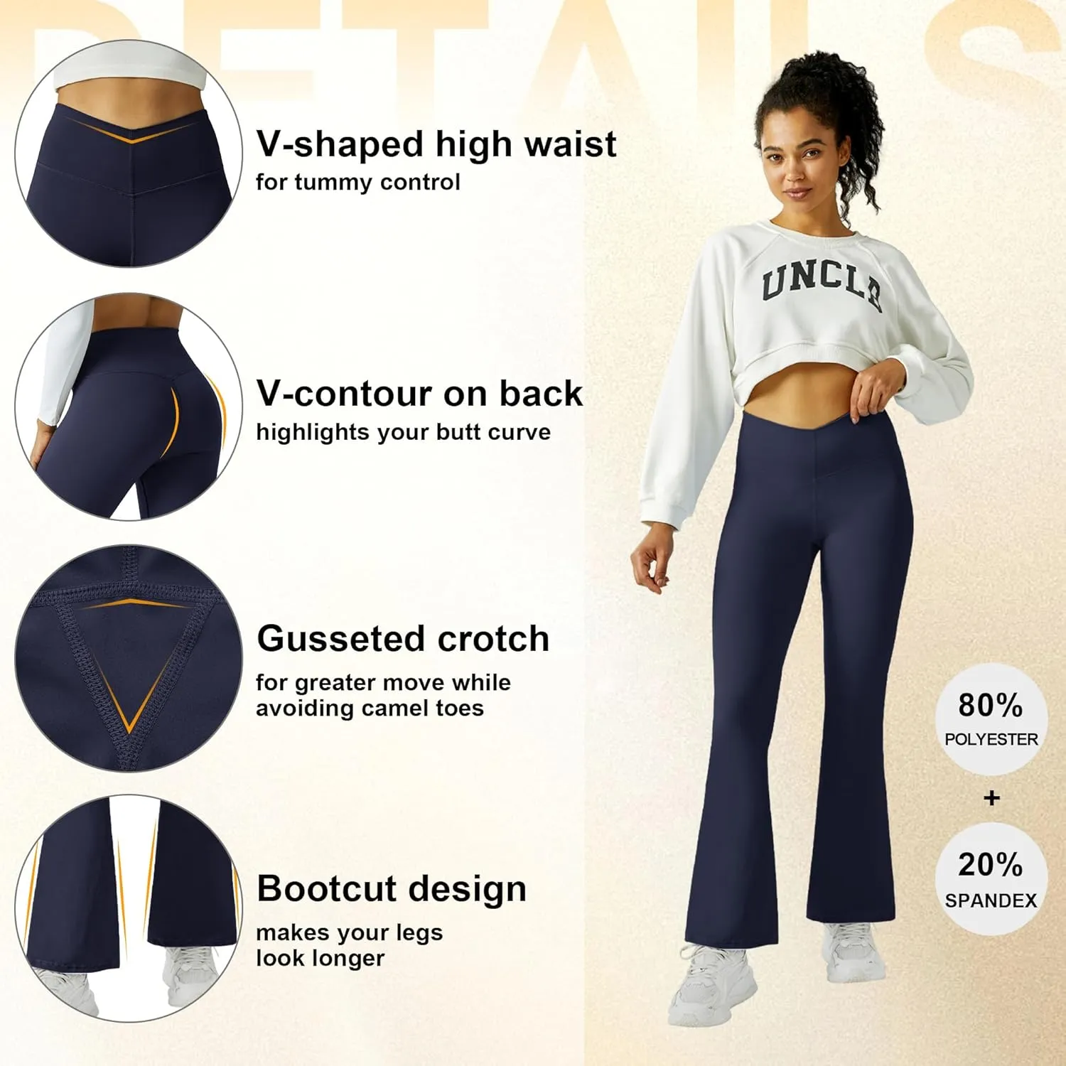 FireSwan Women's Flare Yoga Pants V Waist Flared Leggings High Waisted Bootcut Workout Pants Tummy Control