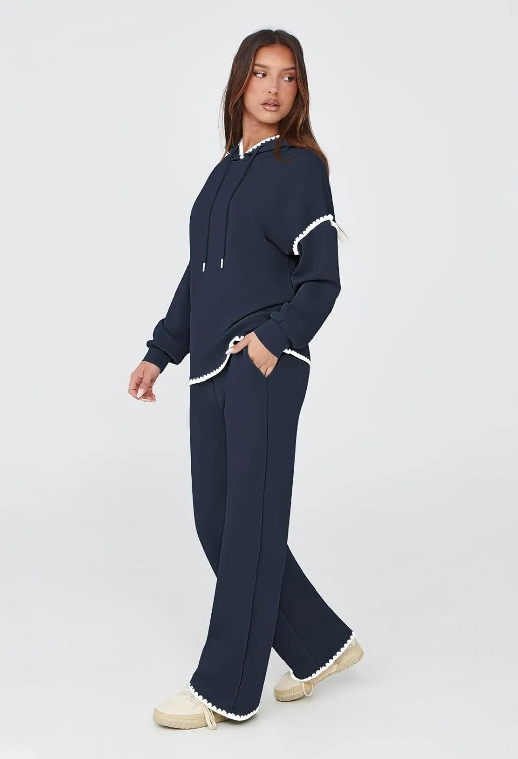 Fixmatti Women 2 Piece Outfits Hoodie Sweatsuit Long Sleeve Pullover Sweatshirt Matching Sweatpants Jogger Set