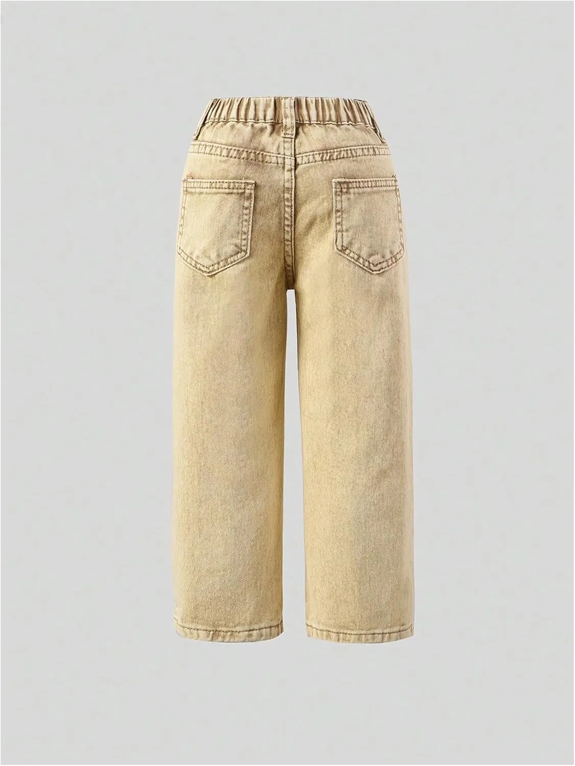 Floerns Toddler Girl's Heart Print Jeans Distressed Ripped Straight Leg Denim Pants