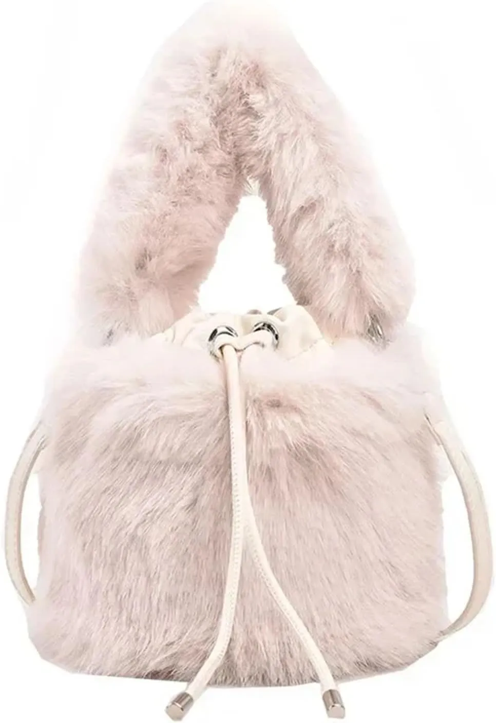 Fluffy Tote Bag Women's Bucket Bags Sweet Soft Plush Ladies Shoulder Bag Simple Winter Female Handbags Winter Fuzzy Purses