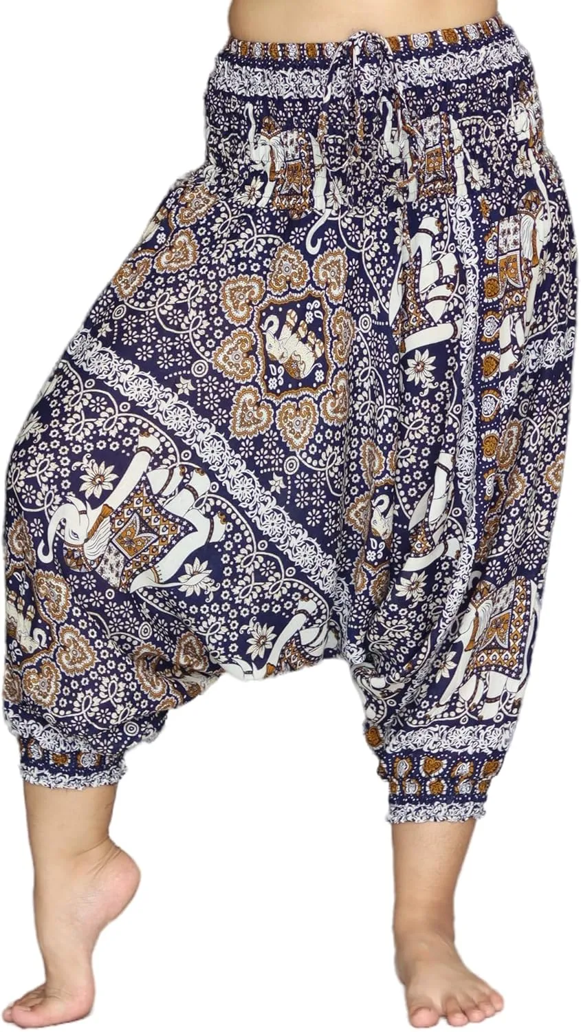 Full Funk Harem Hippie Boho Aladdin Dashiki Pants for Women, Rayon Harem Pants