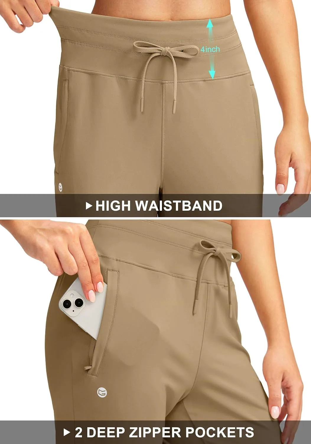 G Gradual Women's Joggers Pants with Zipper Pockets High Waisted Sweatpants Athletic Tapered Pants for Women Lounge Workout