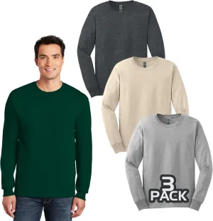 Gildan 2400 Multipack Men's Bulk Long Sleeve T-Shirt 1-10 Pack - Create Your Color Set - G240 Adult Ultra Cotton Crewneck Tee