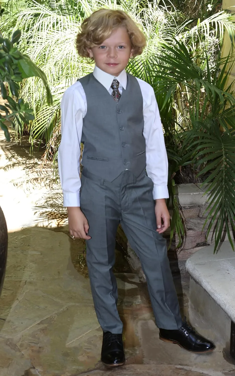 Gioberti 5 Piece Boys Formal Vest, Pants, Dress Shirt & Tie Set
