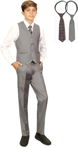 Gioberti 5 Piece Boys Formal Vest, Pants, Dress Shirt & Tie Set