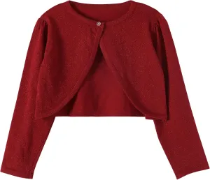Girls Cardigan, Girls Bolero Shrug Sweater, Kids Knit Hollow Out Long Sleeve, Button Cover Up Cropped Tops