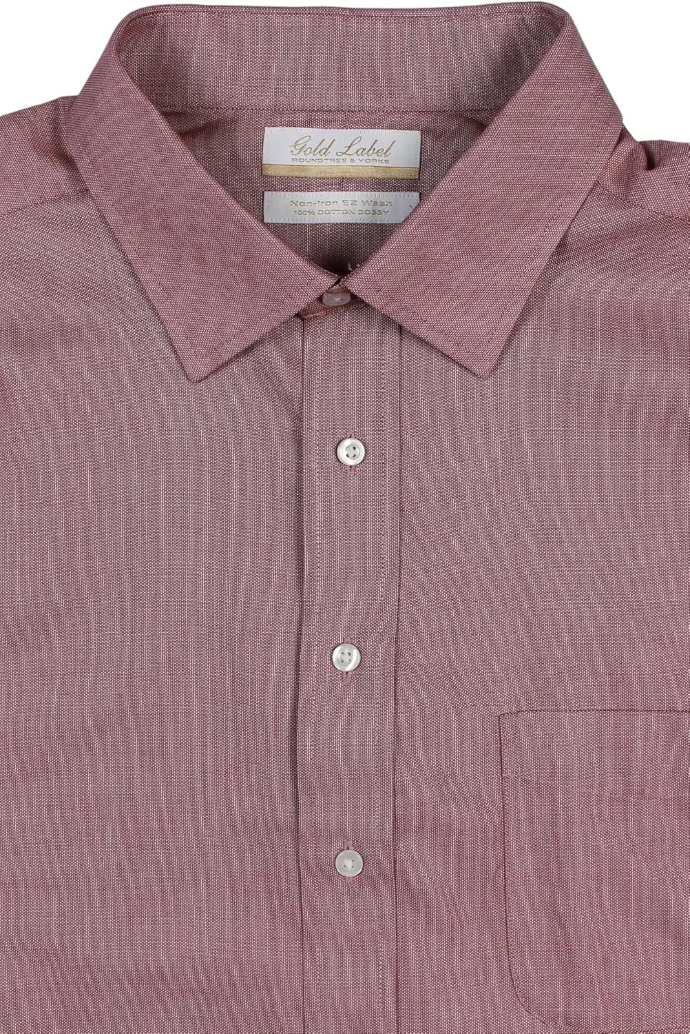 Gold Label Men's Big and Tall Non-Iron Wrinkle-Resistant Long Sleeve Pocket Dress Shirt with Spread Collar