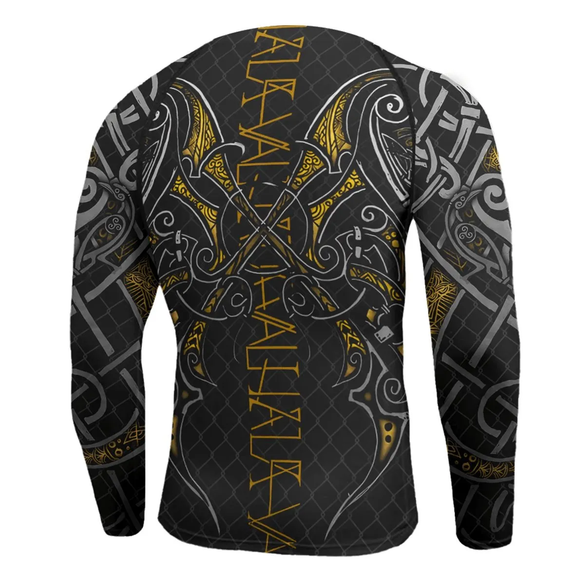 Golden Viking Valhala Throwing War Men's Long Sleeve Rash Guard