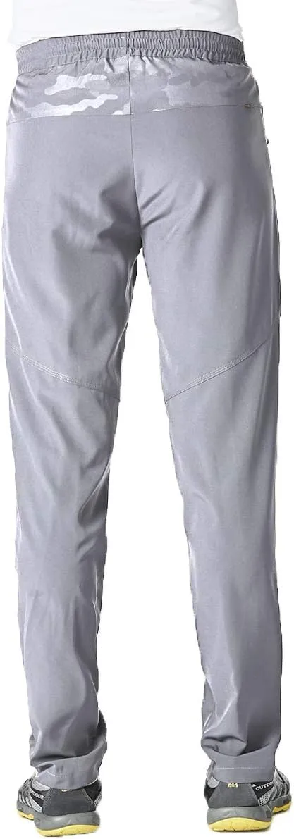 Gopune Men's Lightweight Hiking Running Sweatpants Quick Dry Outdoor Athletic Casual Pants with Zipper Pockets