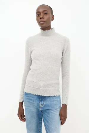 Grey Cashmere Distressed Knit Sweater