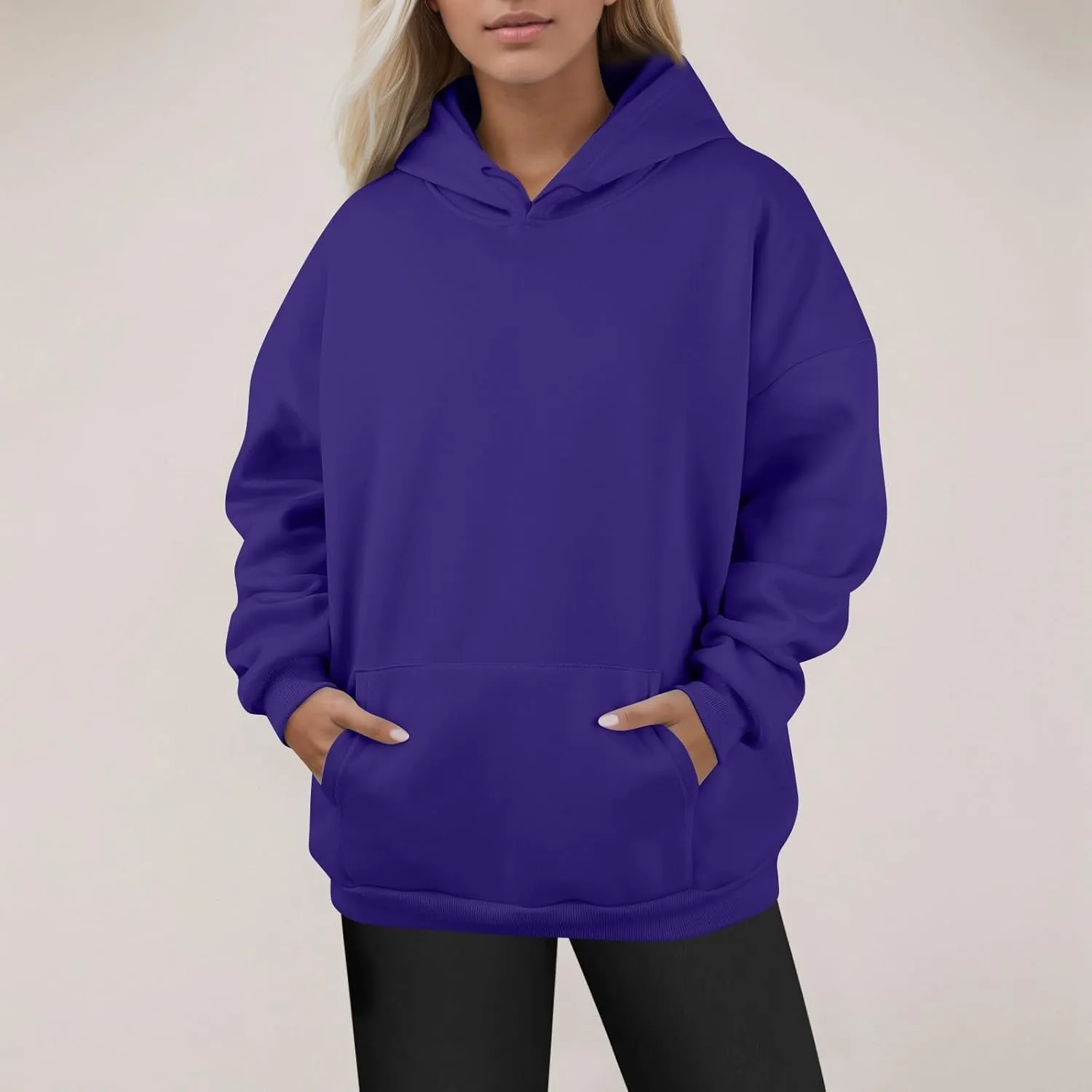 Gumipy Hoodies for Women Drawstring Long Sleeve Oversized Sweatshirt Hoodie Casual Fleece Pullover Y2K Sweater with Pockets