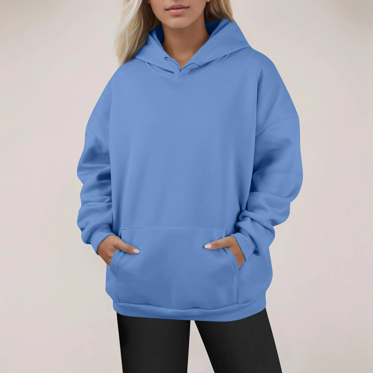 Gumipy Hoodies for Women Drawstring Long Sleeve Oversized Sweatshirt Hoodie Casual Fleece Pullover Y2K Sweater with Pockets