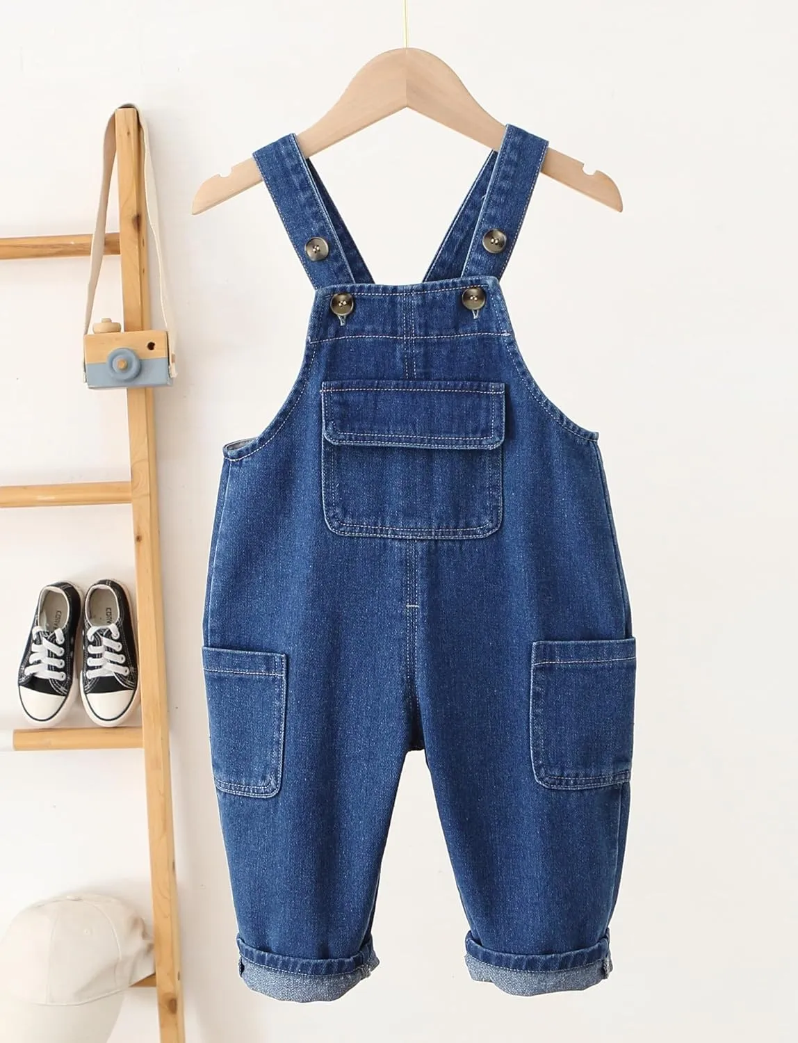 Happy Cherry Infant Baby Boys Girls Denim Overalls Romper Suspender Wide Leg Jean Big Pants Jumpsuit Outfit Clothes