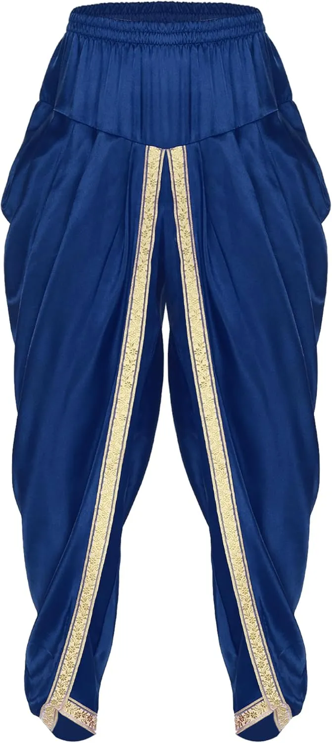 Harem Pants for Men Loose Fit Elastic Waist Dhoti Pants Drop Crotch Trousers Halloween Fancy Dress