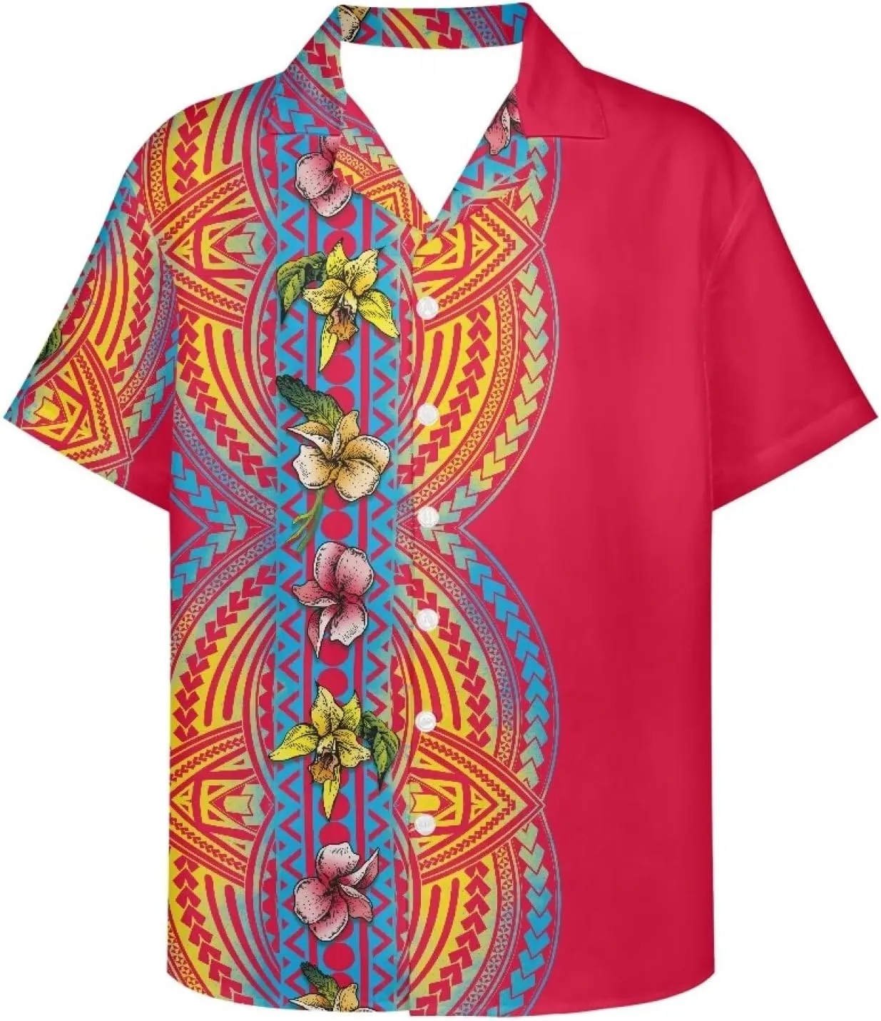 Hawaiian Dresses for Couples Polynesian Puletasi Samoan Traditional Dress with Shirt Pareo Sarong Lavalava Set