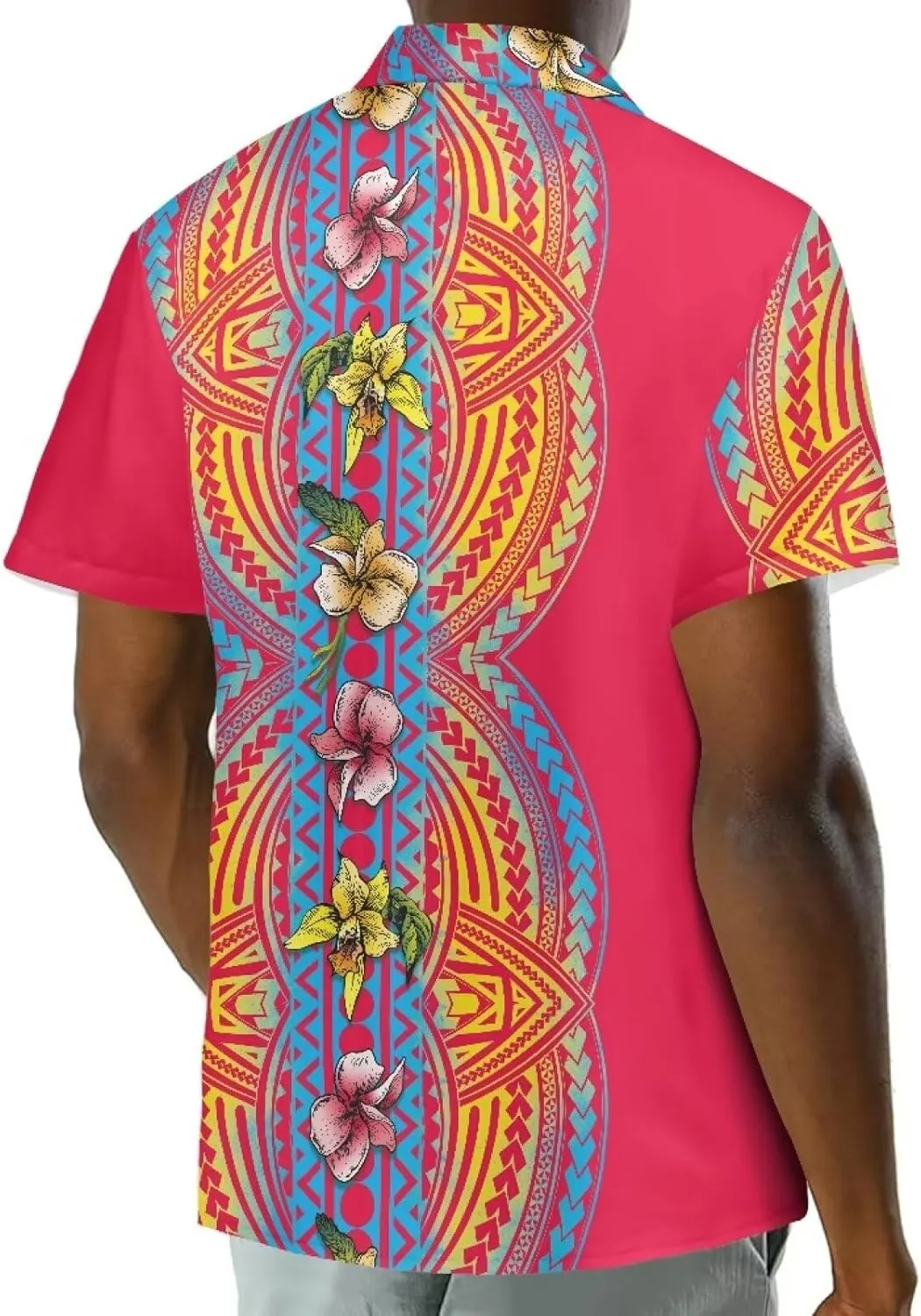 Hawaiian Dresses for Couples Polynesian Puletasi Samoan Traditional Dress with Shirt Pareo Sarong Lavalava Set