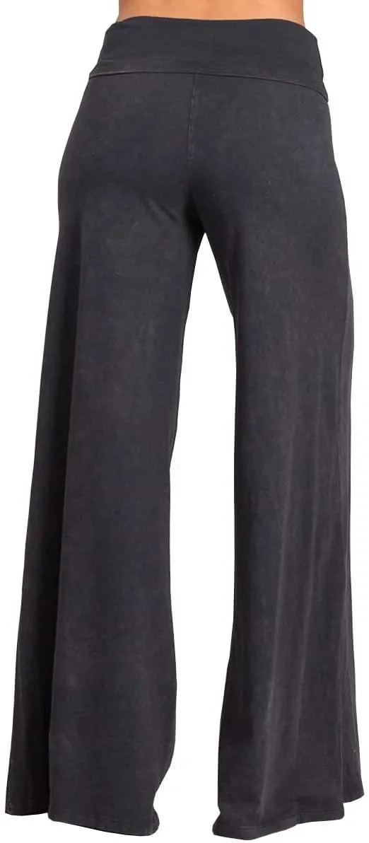 HEYHUN Womens Casual Tie Dye Solid Wide Leg Bottom Boho Hippie Lounge Palazzo Pants S-3XL
