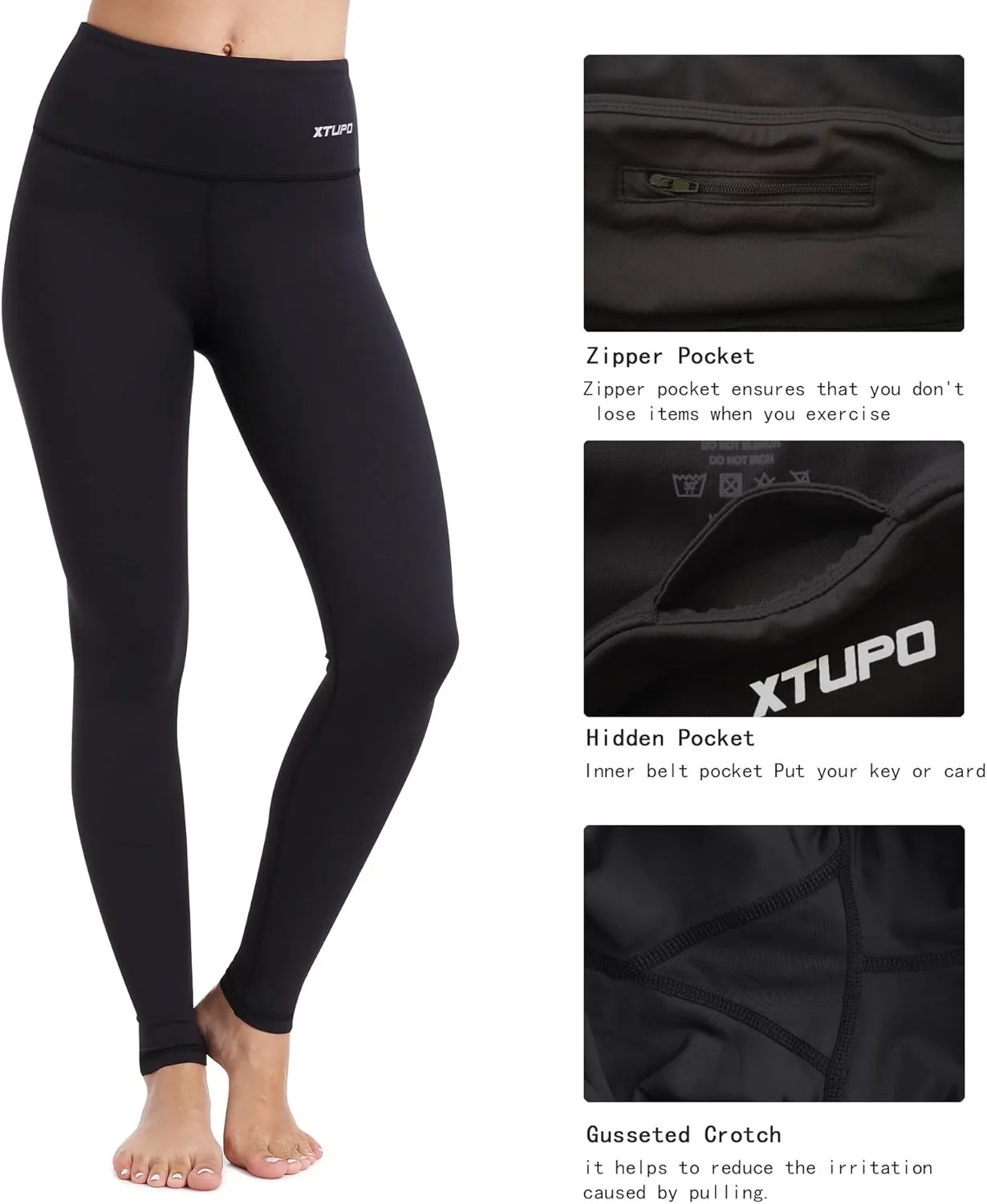 High Waist Yoga Pants for Women with Pockets Leggings for Workout Running Tummy Control 4 Way Stretch Fabric