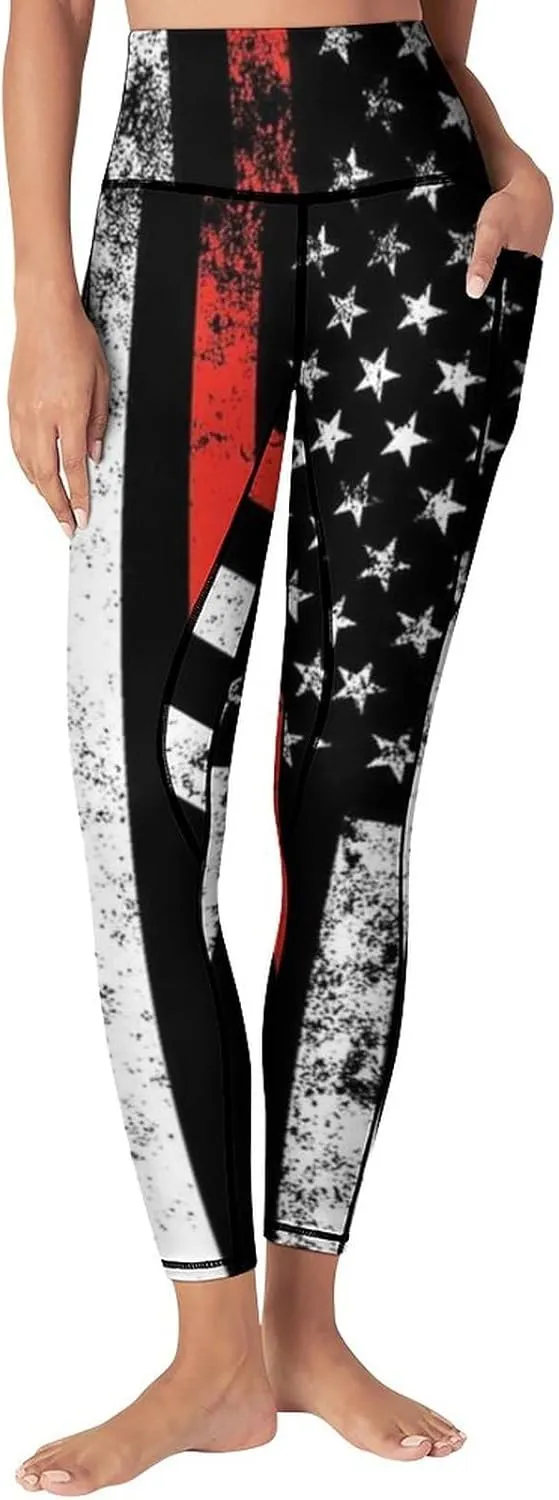 High Waist Yoga Pants with Pockets Tummy Control Workout Running 4 Way Stretch Yoga Leggings for Girls Women