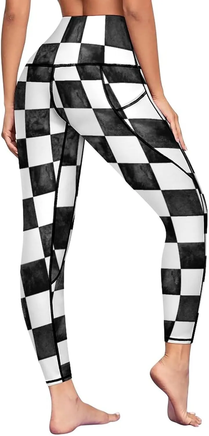 High Waist Yoga Pants with Pockets Tummy Control Workout Running 4 Way Stretch Yoga Leggings for Girls Women