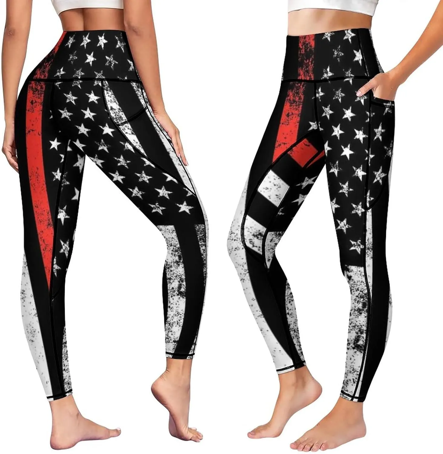 High Waist Yoga Pants with Pockets Tummy Control Workout Running 4 Way Stretch Yoga Leggings for Girls Women