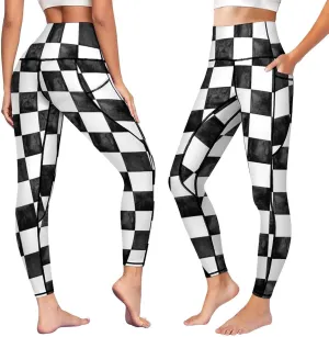 High Waist Yoga Pants with Pockets Tummy Control Workout Running 4 Way Stretch Yoga Leggings for Girls Women