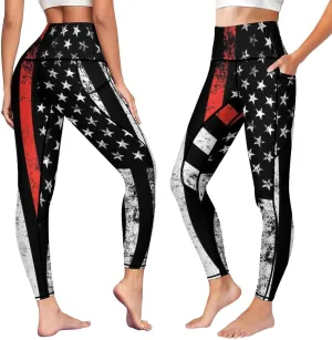 High Waist Yoga Pants with Pockets Tummy Control Workout Running 4 Way Stretch Yoga Leggings for Girls Women