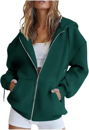 Hoodies for Women Cute Hoodies Teen Girl Fall Jacket Oversized Sweatshirts Casual Drawstring Zip Up Y2K Hoodie with Pocket