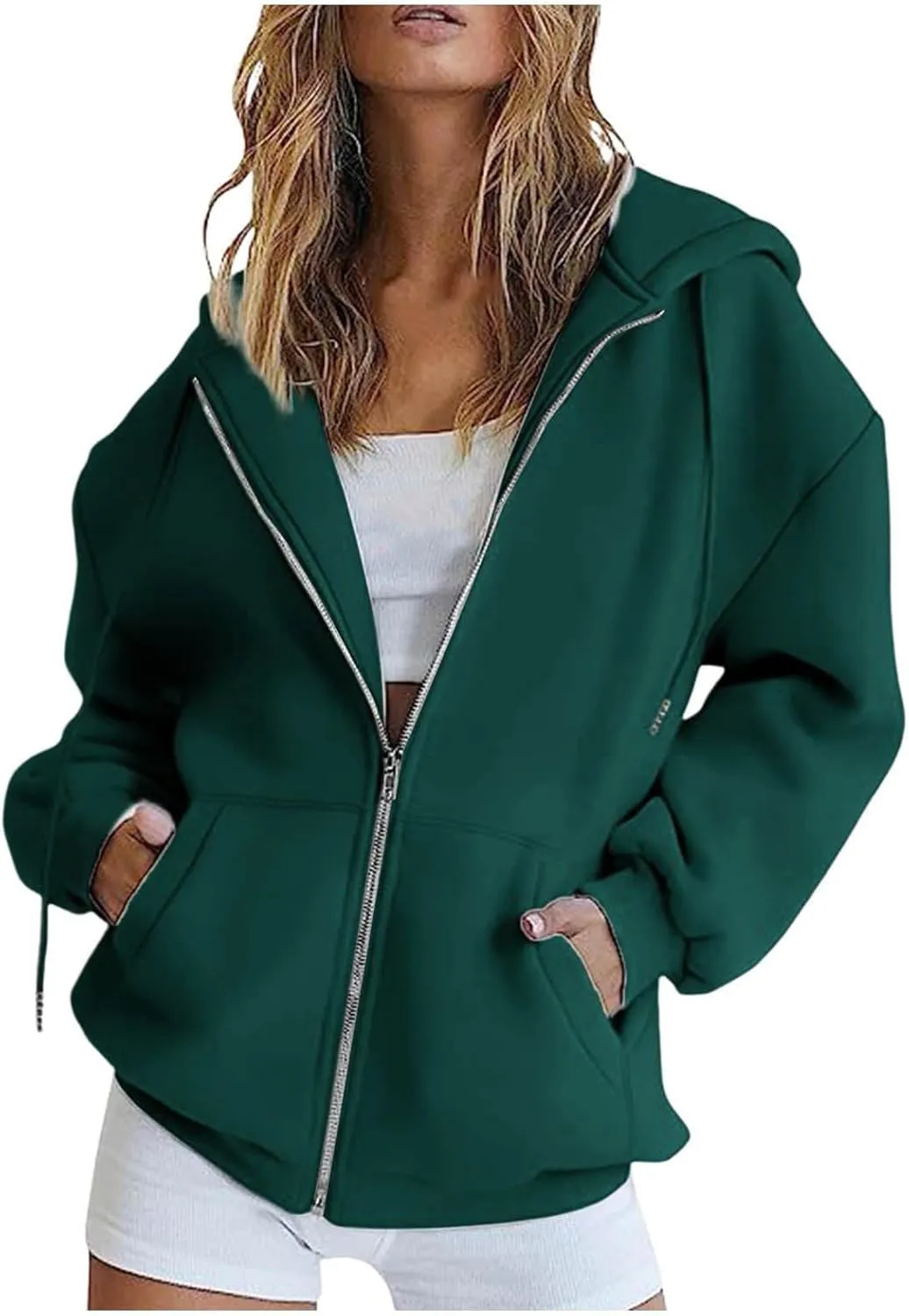 Hoodies for Women Cute Hoodies Teen Girl Fall Jacket Oversized Sweatshirts Casual Drawstring Zip Up Y2K Hoodie with Pocket