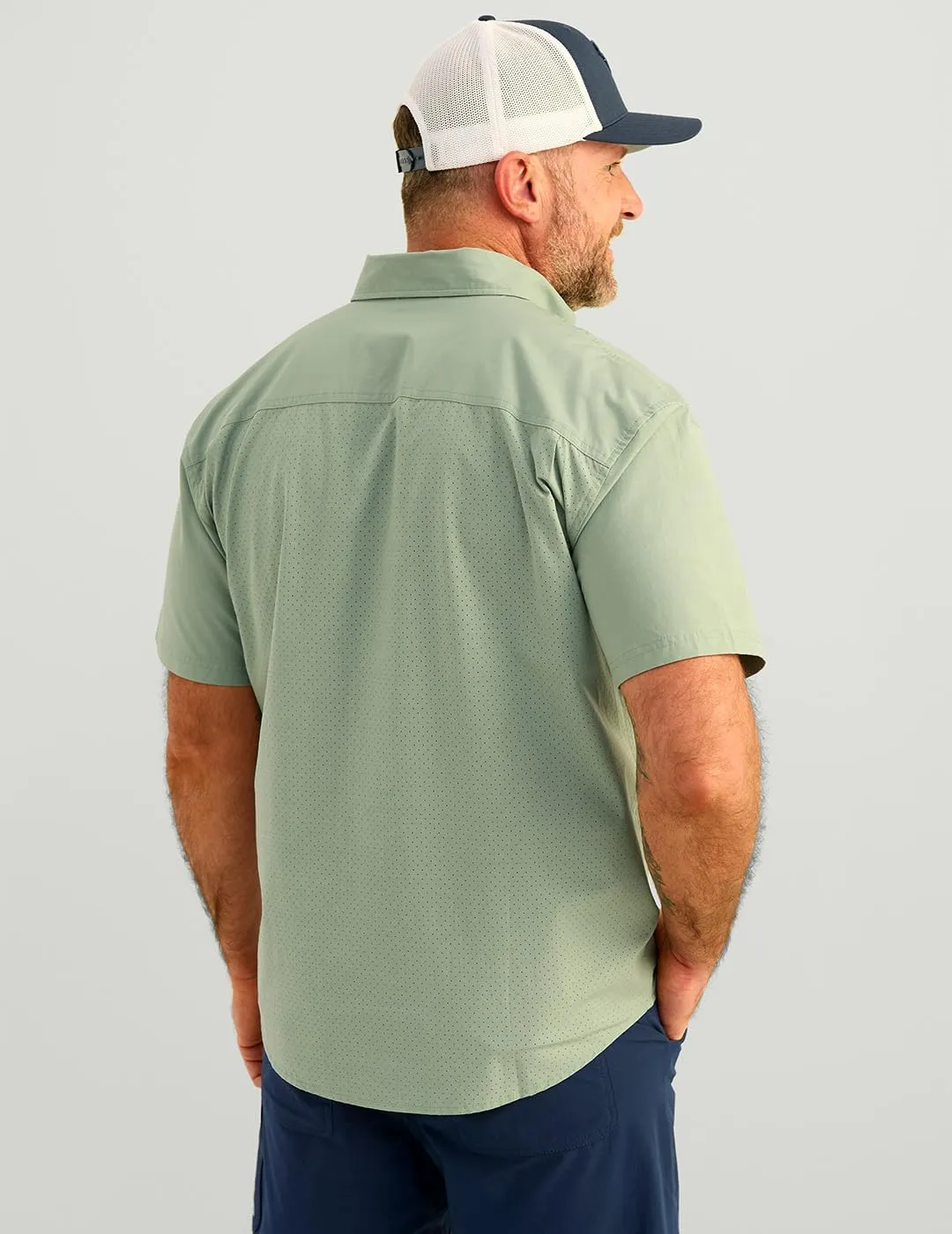 HUK Mens Next Level Solid Short Sleeve Fishing Button Down Shirt for Men