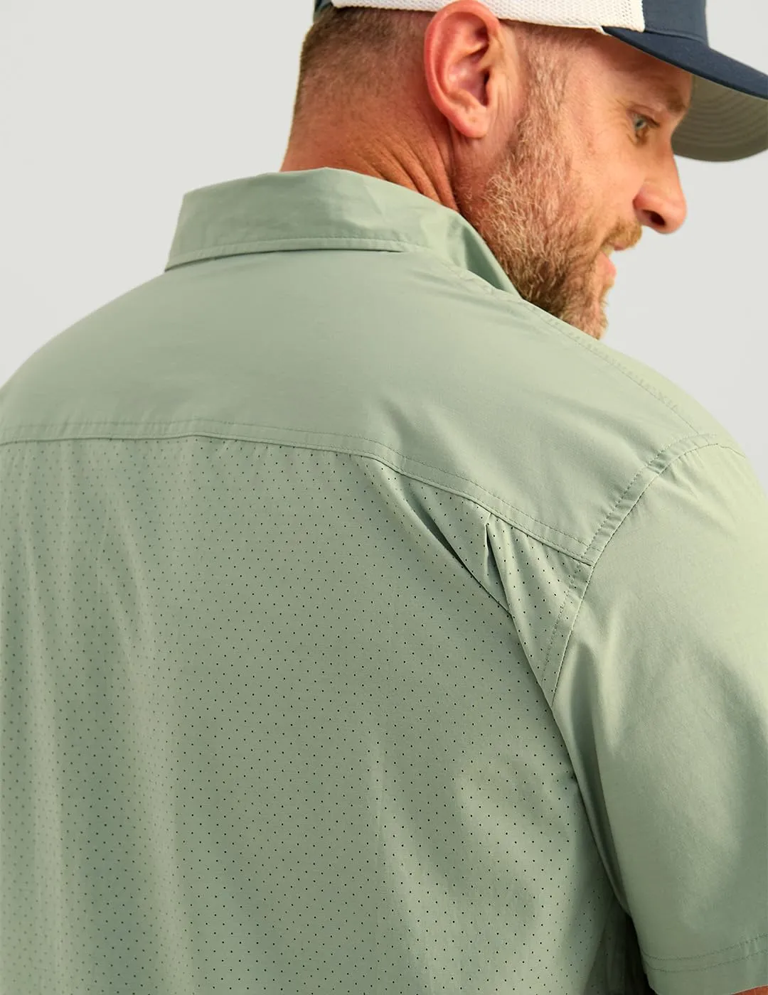 HUK Mens Next Level Solid Short Sleeve Fishing Button Down Shirt for Men
