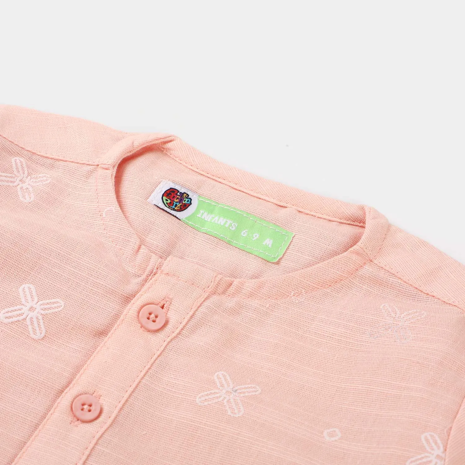 Infant Boys Cotton 3PCs Suit - Light Peach