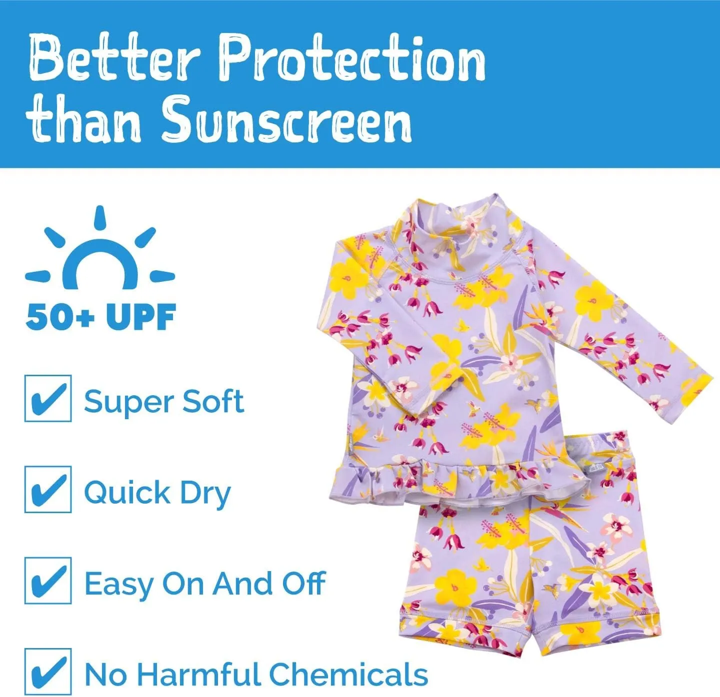 JAN & JUL Long Sleeve 2-pc UV Swim-Suit Set with Shorts (Baby, Toddler, Kids)