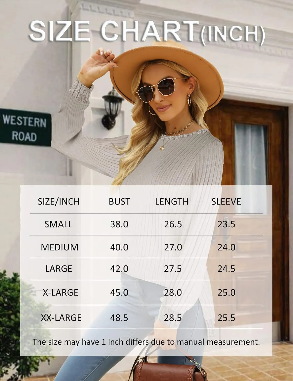 Kancystore Women's Long Sleeve Sweatshirts Color Block Crewneck Sweaters Tunic Tops