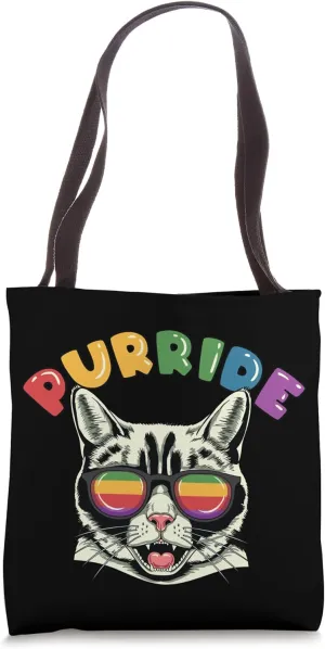 LGBT Rainbow Cat Lover Gay Pride Month Purride Ally LGBTQ Tote Bag