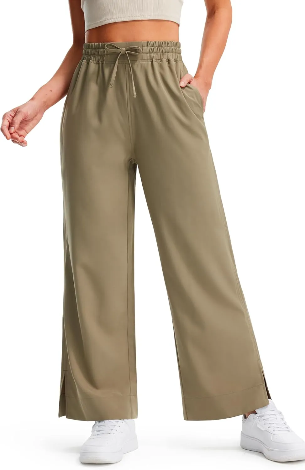 Libin Women's Lightweight Wide Leg Pants 27"/29" High Waisted Casual Work Pants Lounge Flowy Trousers with Pockets