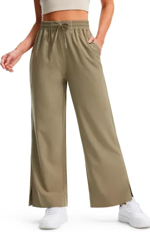 Libin Women's Lightweight Wide Leg Pants 27"/29" High Waisted Casual Work Pants Lounge Flowy Trousers with Pockets