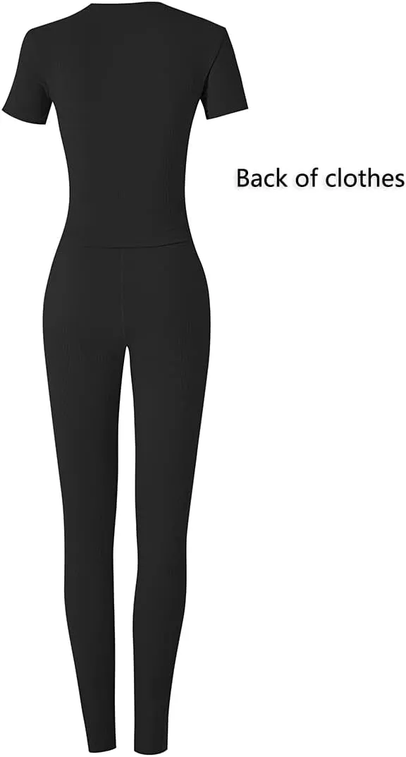 LICOBOD XS-3XL Casual Workout Two Piece Outfits for Women Short Sleeve T-shirt Elastic High Waist Shorts Sets Streetwear