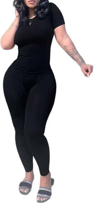 LICOBOD XS-3XL Casual Workout Two Piece Outfits for Women Short Sleeve T-shirt Elastic High Waist Shorts Sets Streetwear